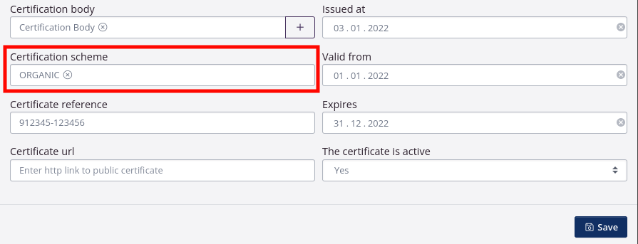 Custom certificate scheme