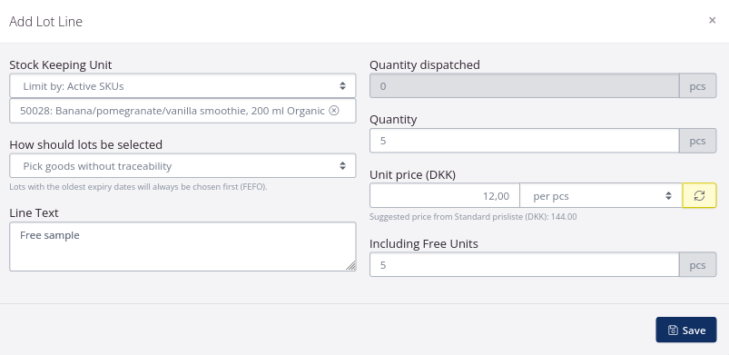 Samples without traceability