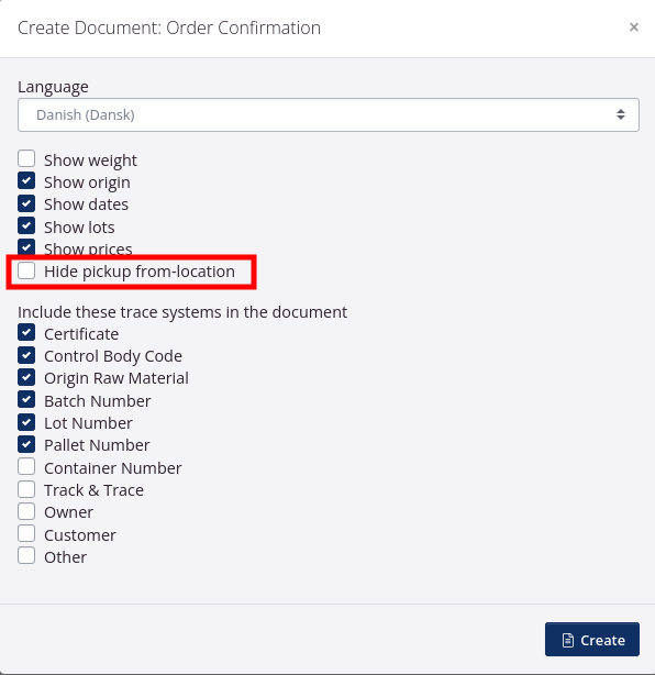 hide pickup address