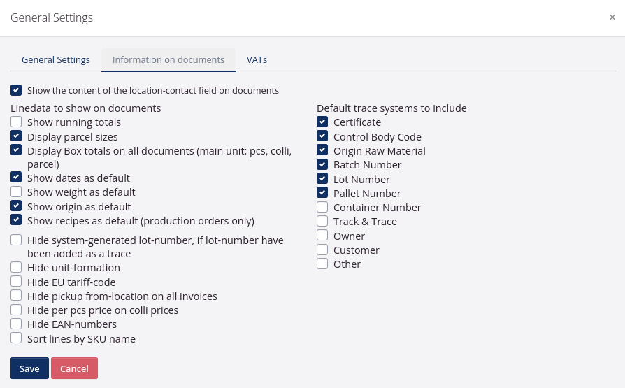 Document settings