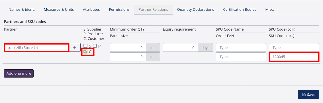 Example partner relation