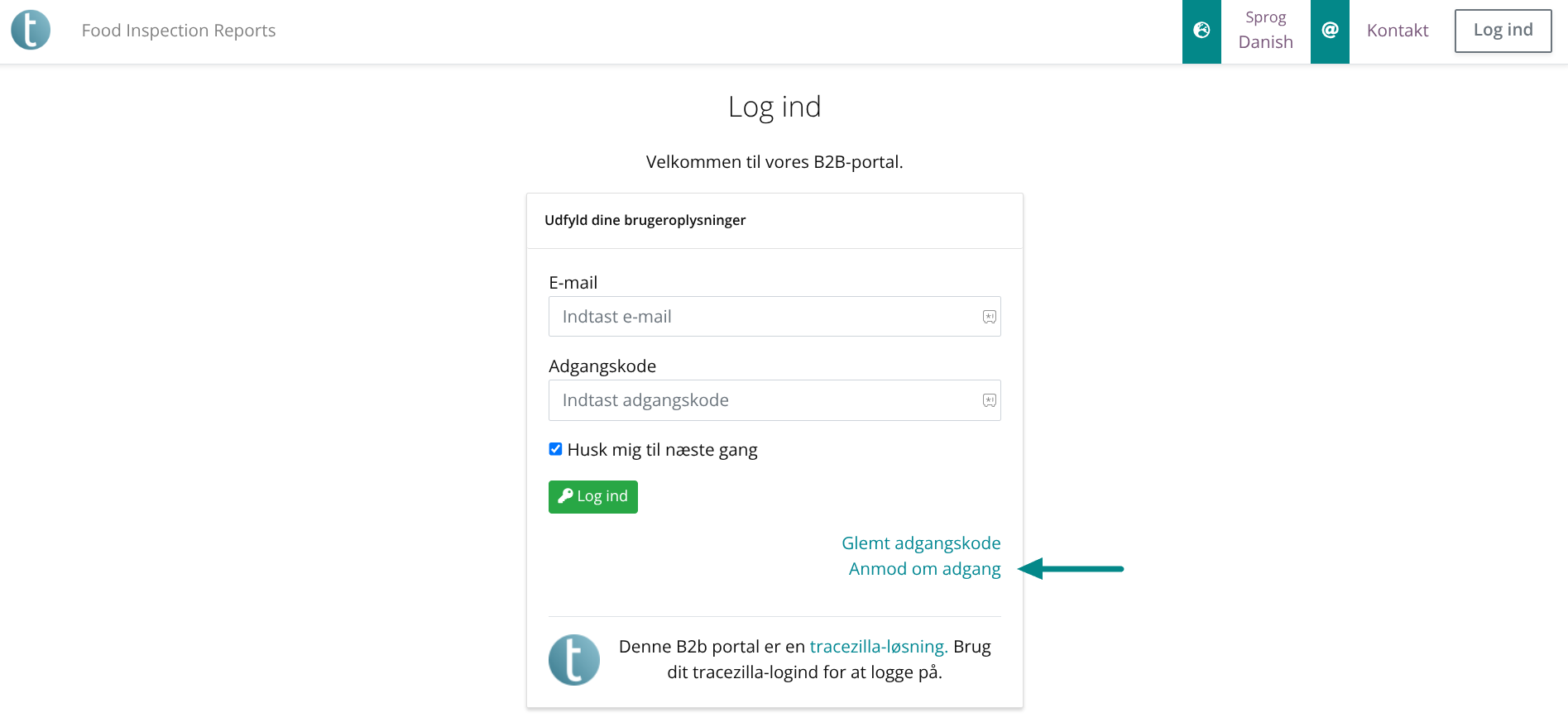 Anmod om adgang i B2B Commerce