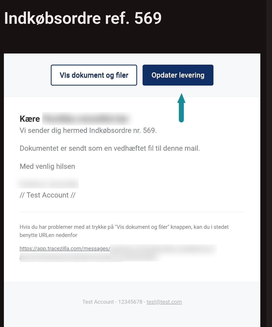 B2B: Link til at opdatere ordre