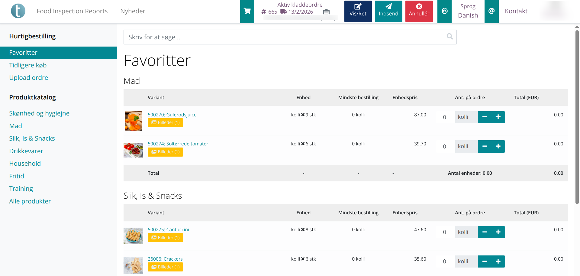 Favoritter: Forbedret layout