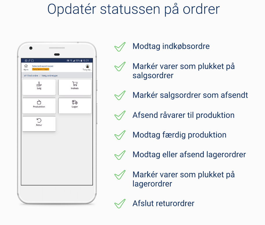 Opdatér ordrestatussen så det passer til virkeligheden