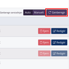 Knap til at genberegne servicelinjer