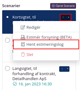 Se estimeringslog for estimat