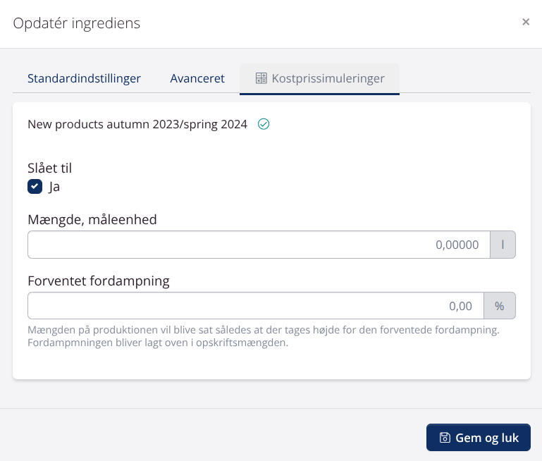 Kostprissimulering