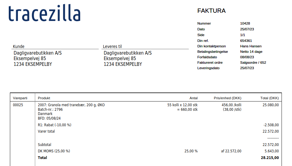 Ny faktura med rabatlinje