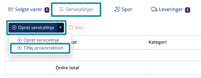 Tilføj priskorrektion