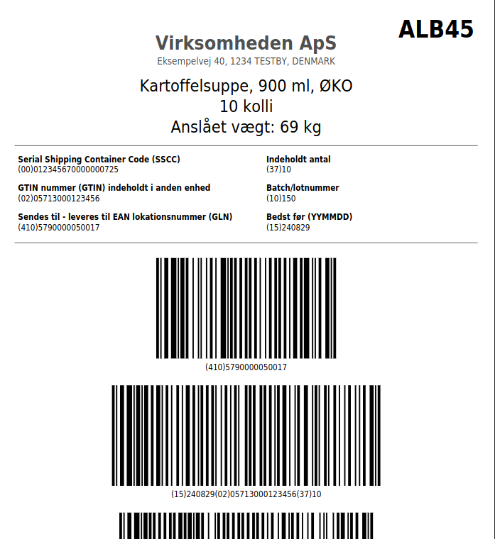 Tilføj en referencekode til leveringslokation på pallelabels