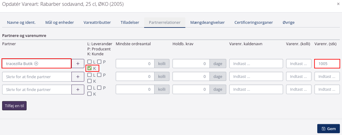 Eksempel partnerrelation