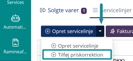 Tilføj priskorrektion-knap