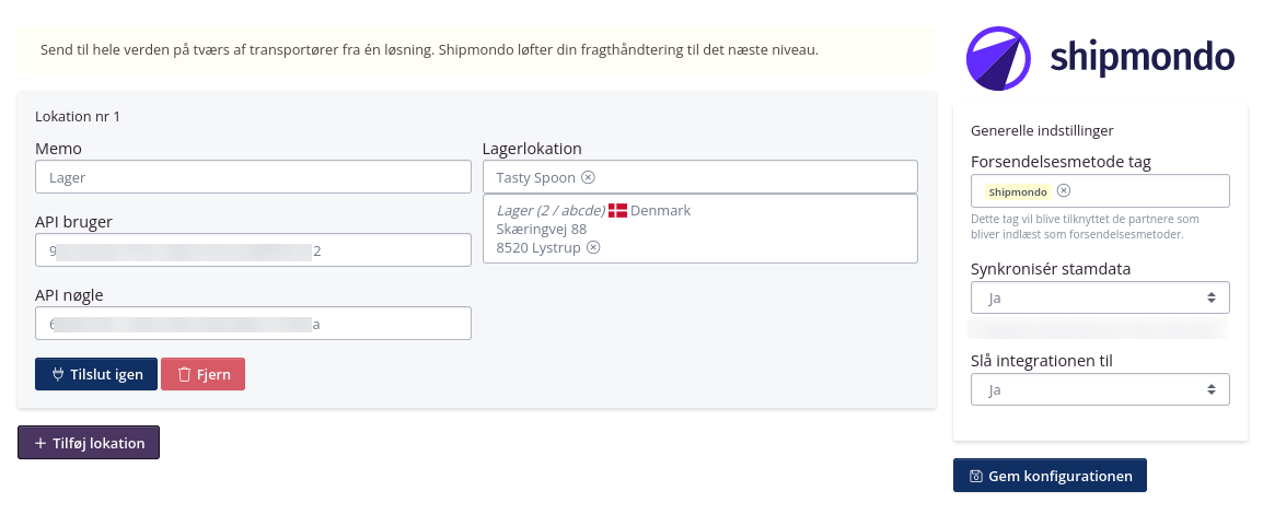 Opsætning af integration