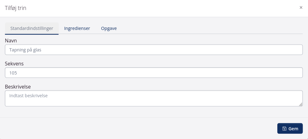 tilføj trin til opskrift