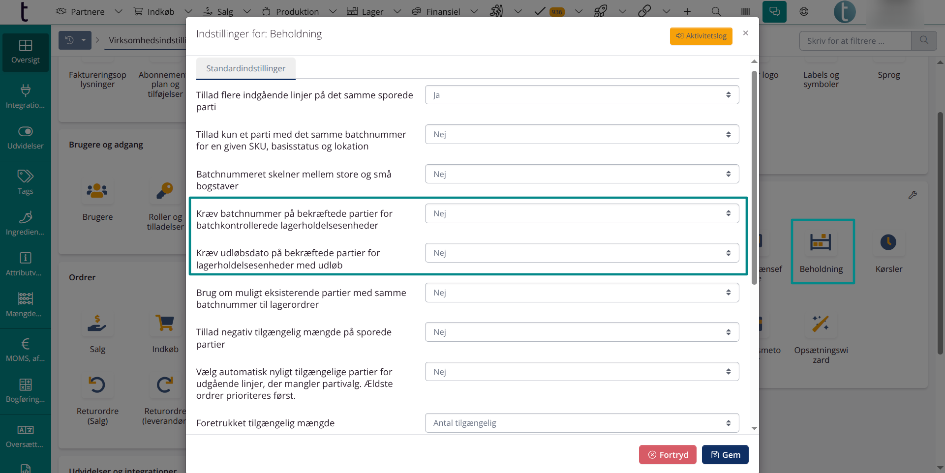 Kræv batchnummer og udløbsdato