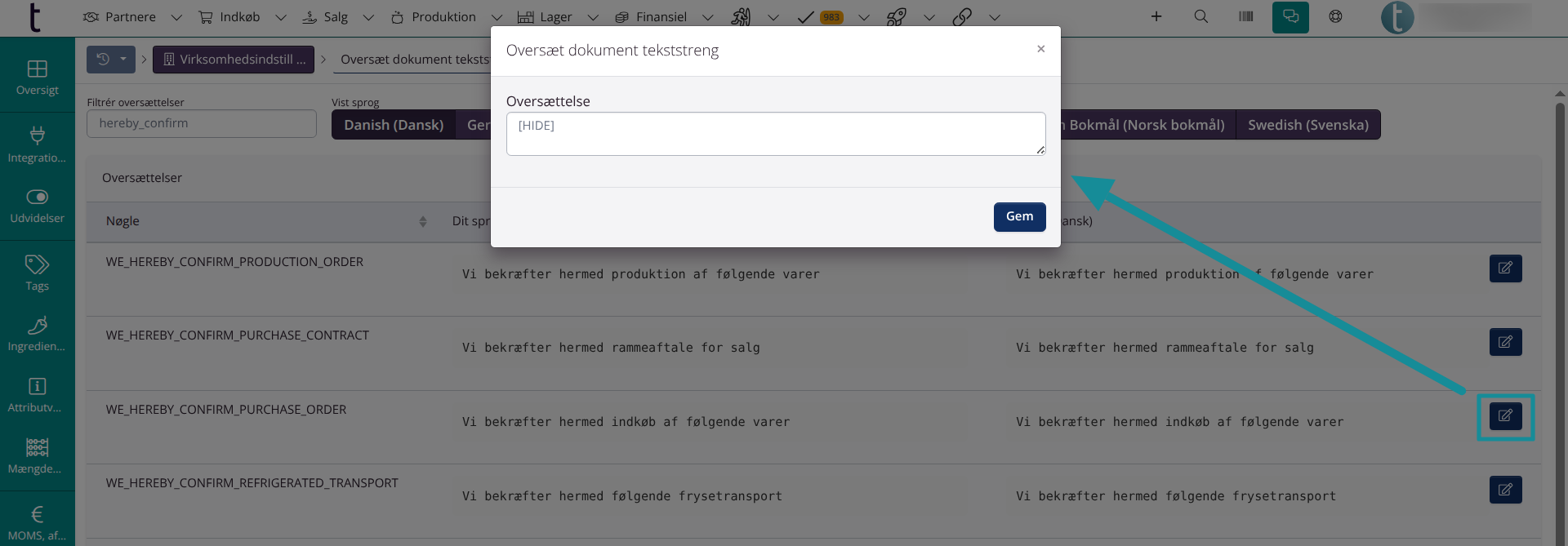 Fjern standardtekster
