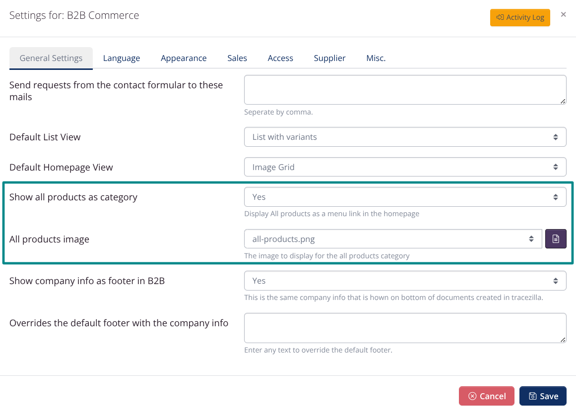 Category for all products