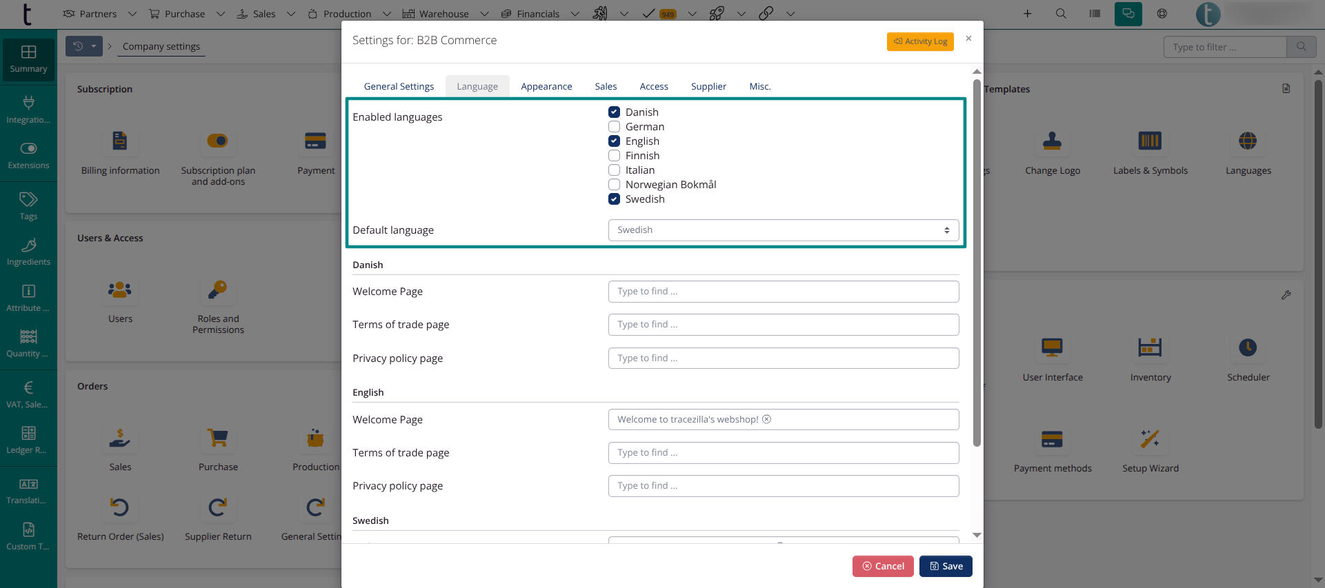 Products in B2B: Languages