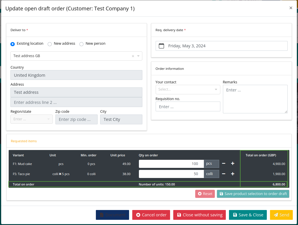 B2B Commerce: Order totals