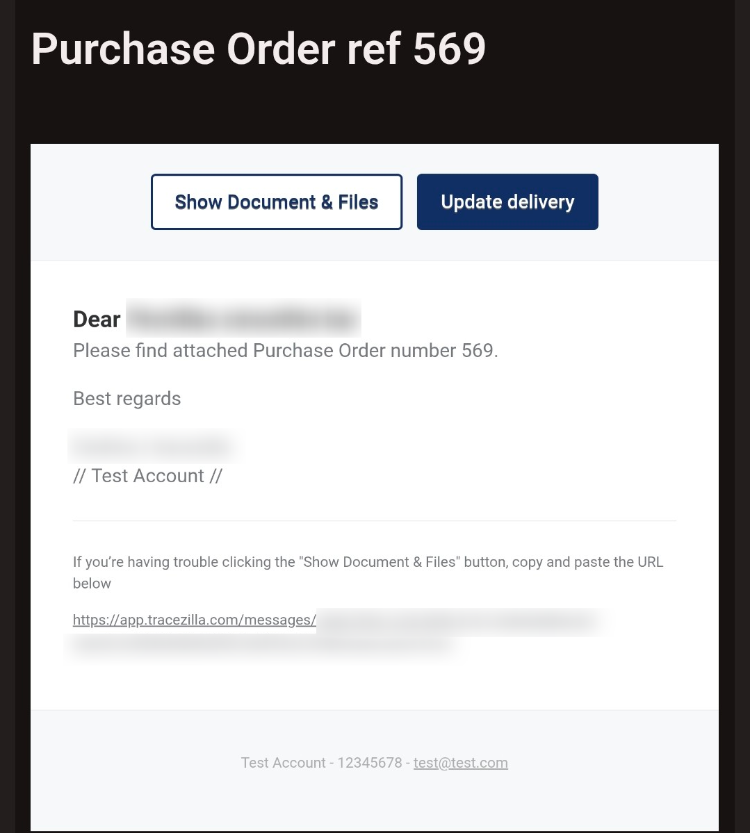 B2B: Link to update order