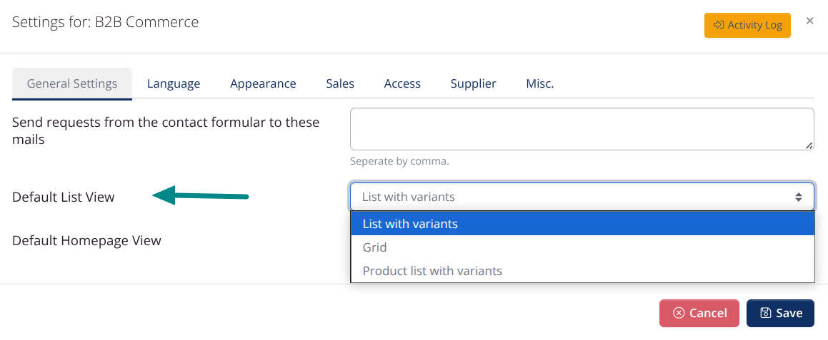 B2B-virksomhedsindstillinger: Generelle indstillinger