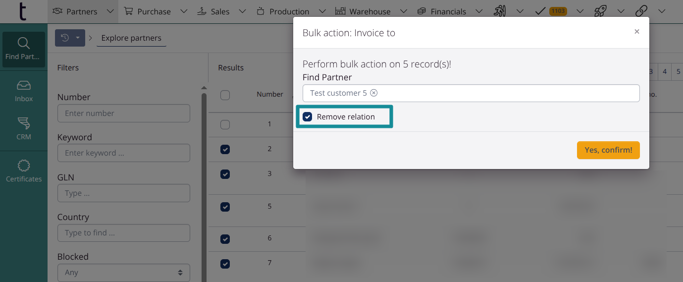 Bulk action: Remove relation