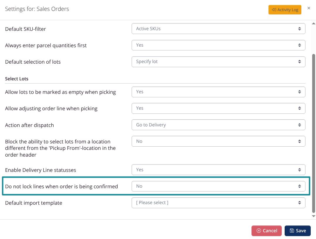 Do not lock order lines when an order is confirmed