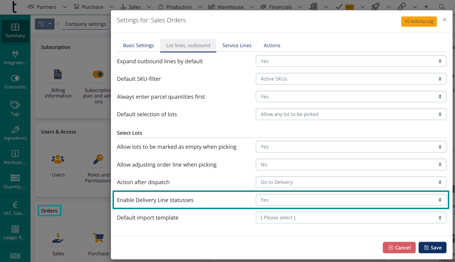 Enable delivery statuses