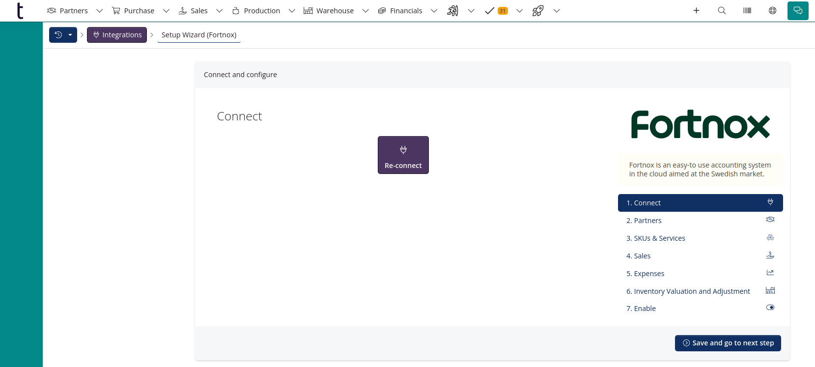 Connect the integration between tracezilla and Fortnox