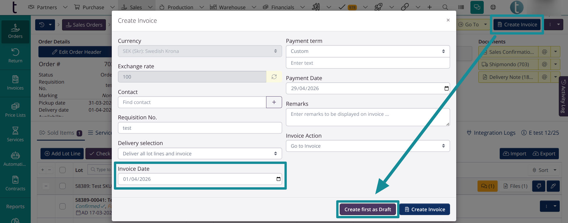 Create first as draft