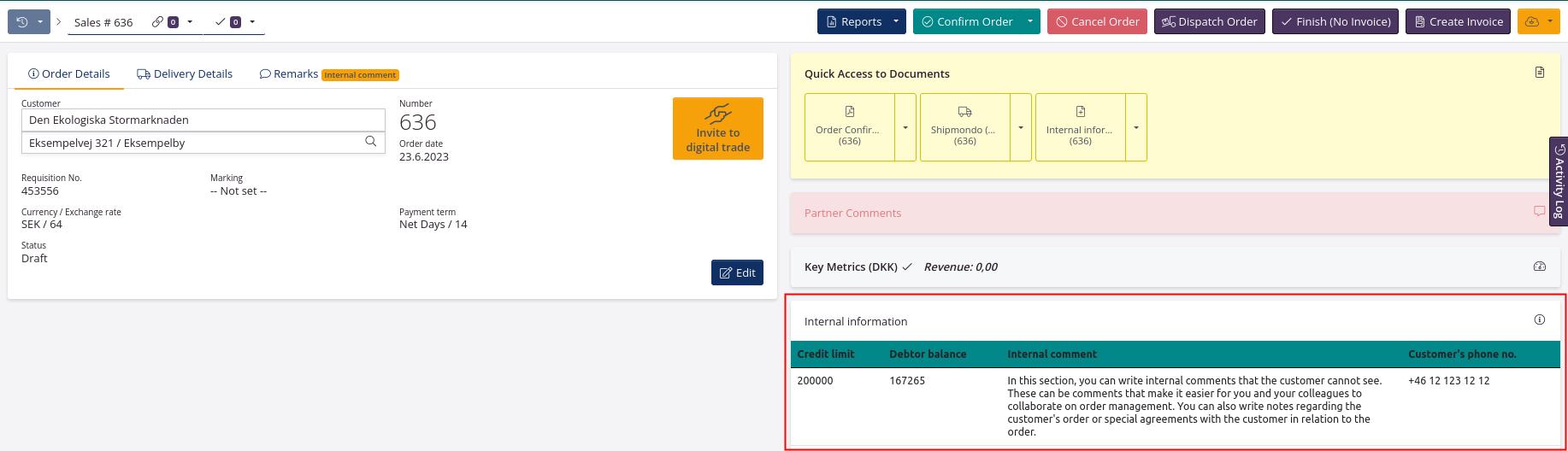 Custom widget on sales orders