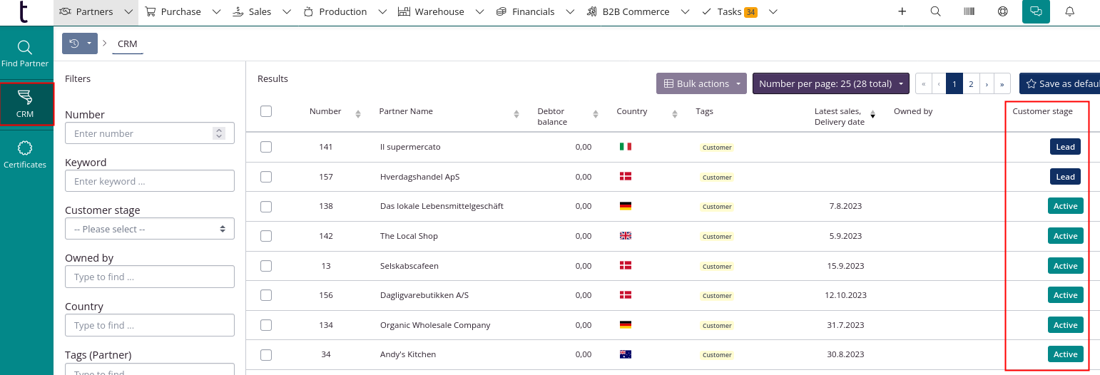 CRM indicate customer stage