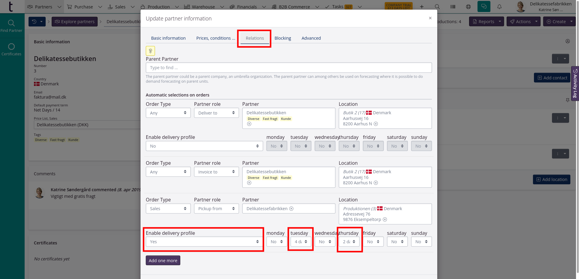 Delivery profiles