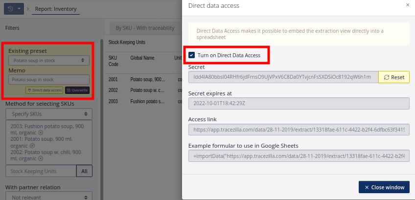 Share reports to Excel and Google Sheets