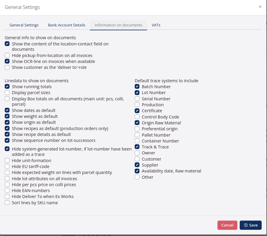 Document settings