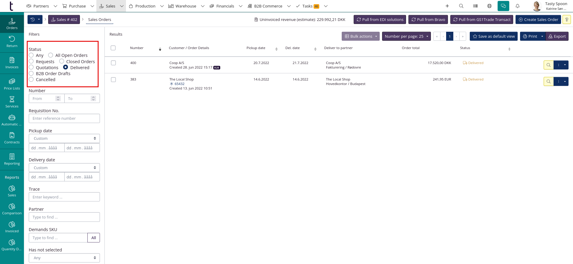 Nya filter för orderstatus i orderöversikten