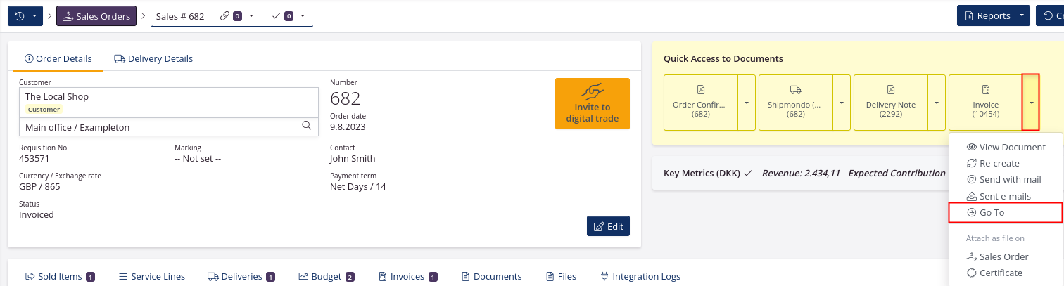 Go to invoice to create a credit note