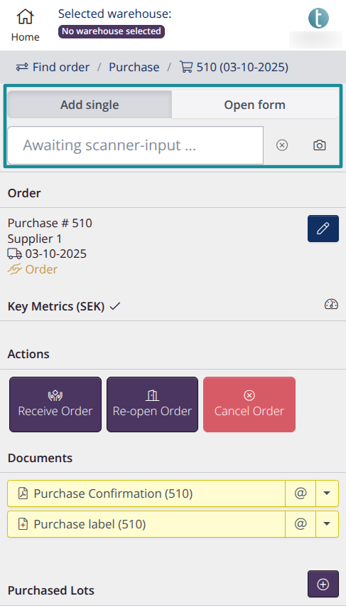 Scanning barcodes in the mobile version