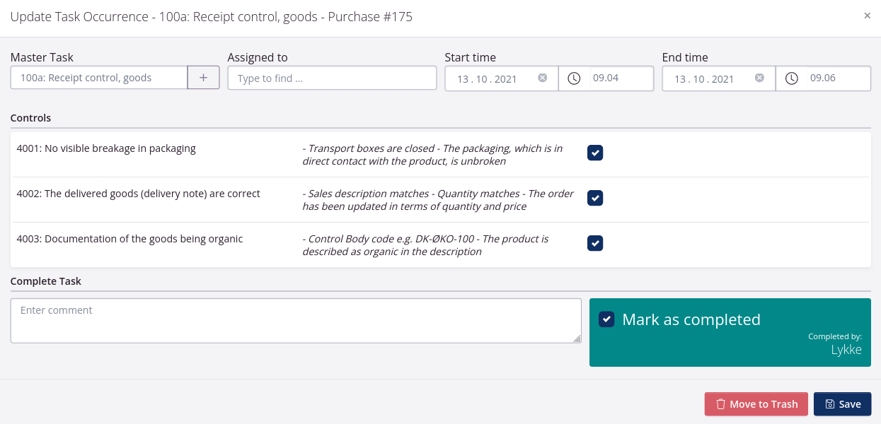 Purchase order task