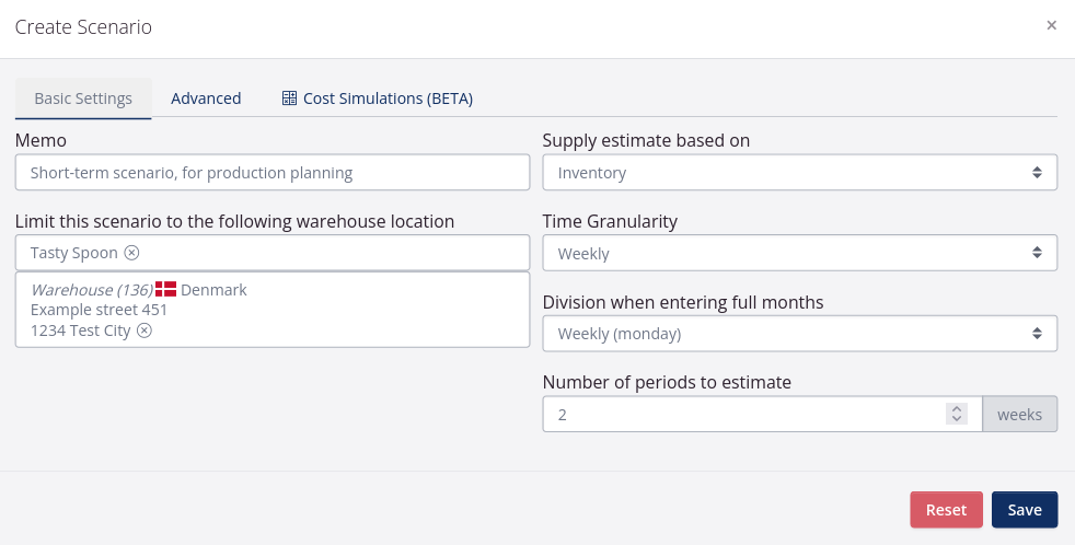 Example of short-term scenario in forecasting