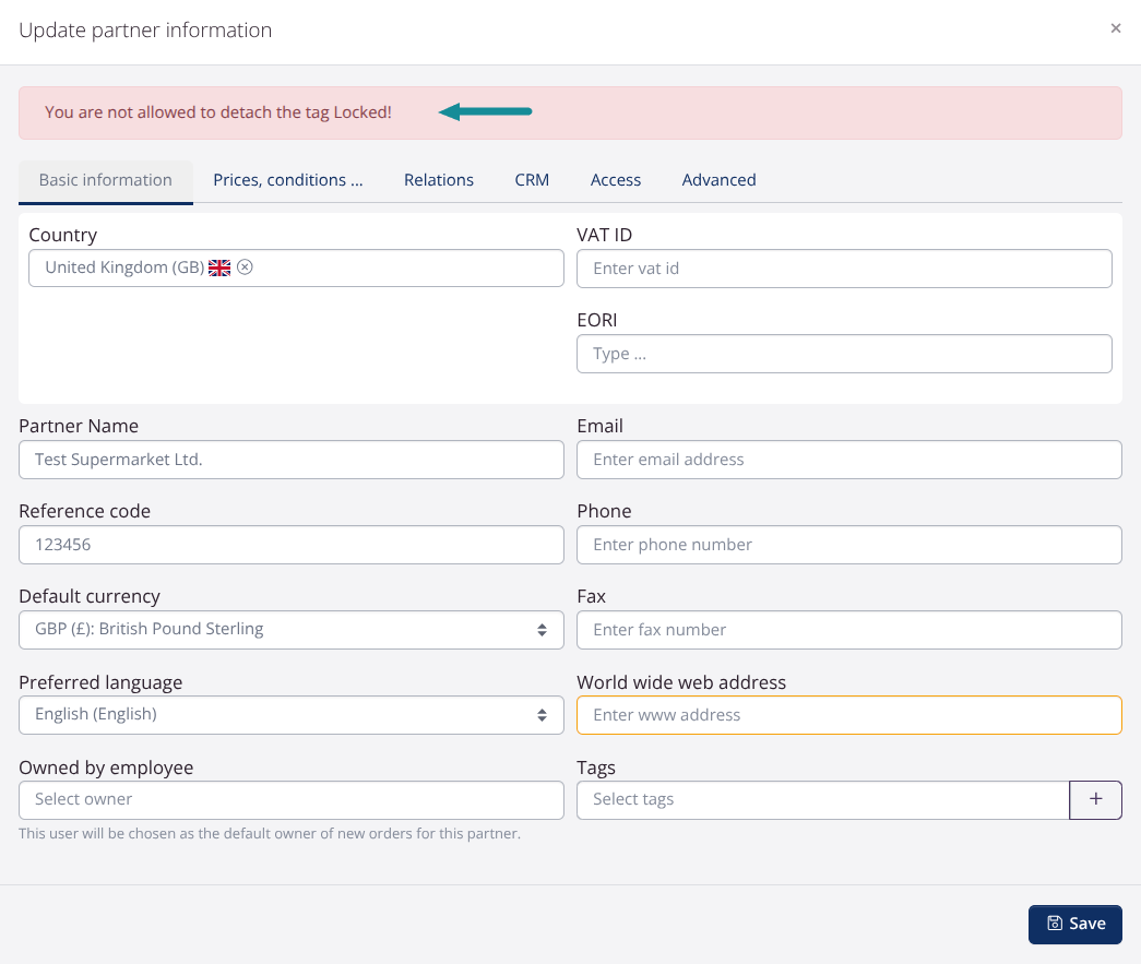 Message: Access Restrictions