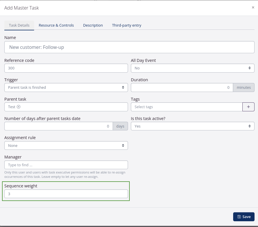 Tasks: Sequence weight