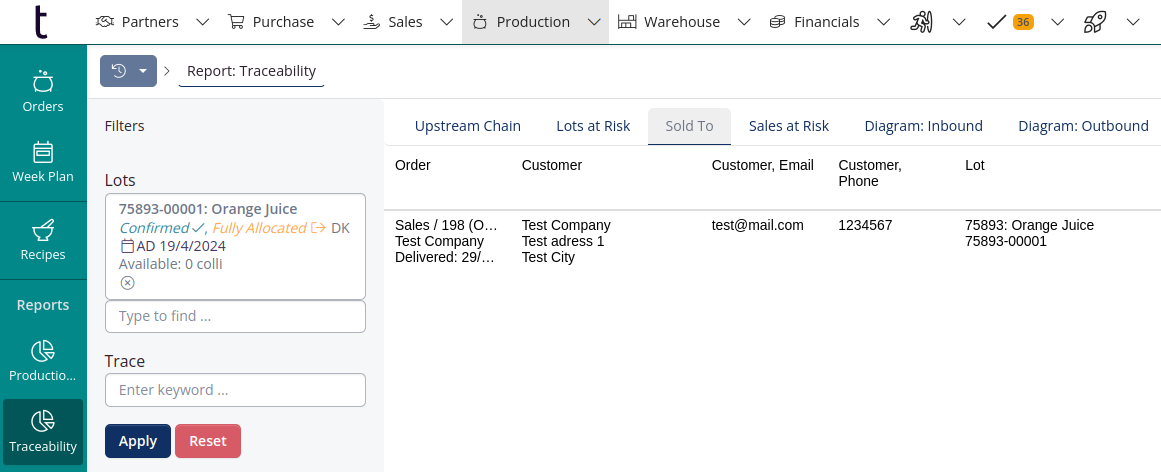 Two new columns in the traceability report