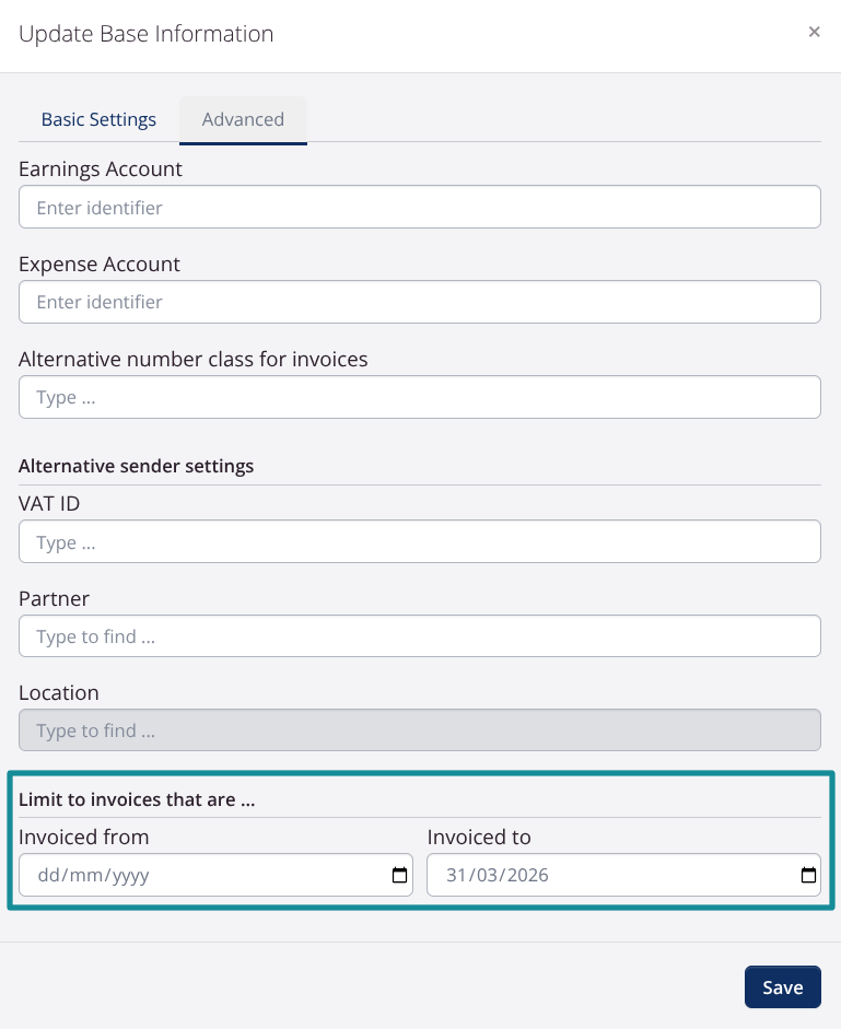 Choose validity period