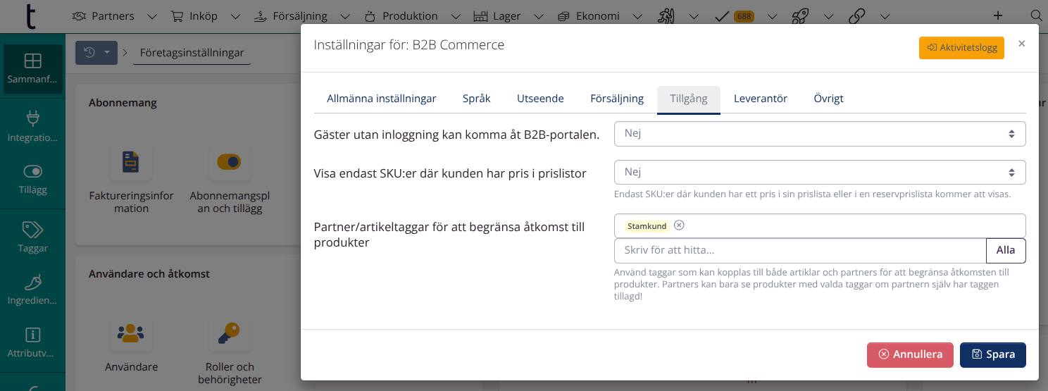 B2B startsida
