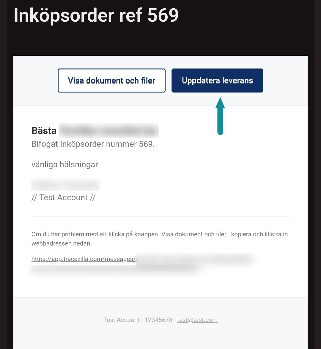 B2B: Länk till att uppdatera order