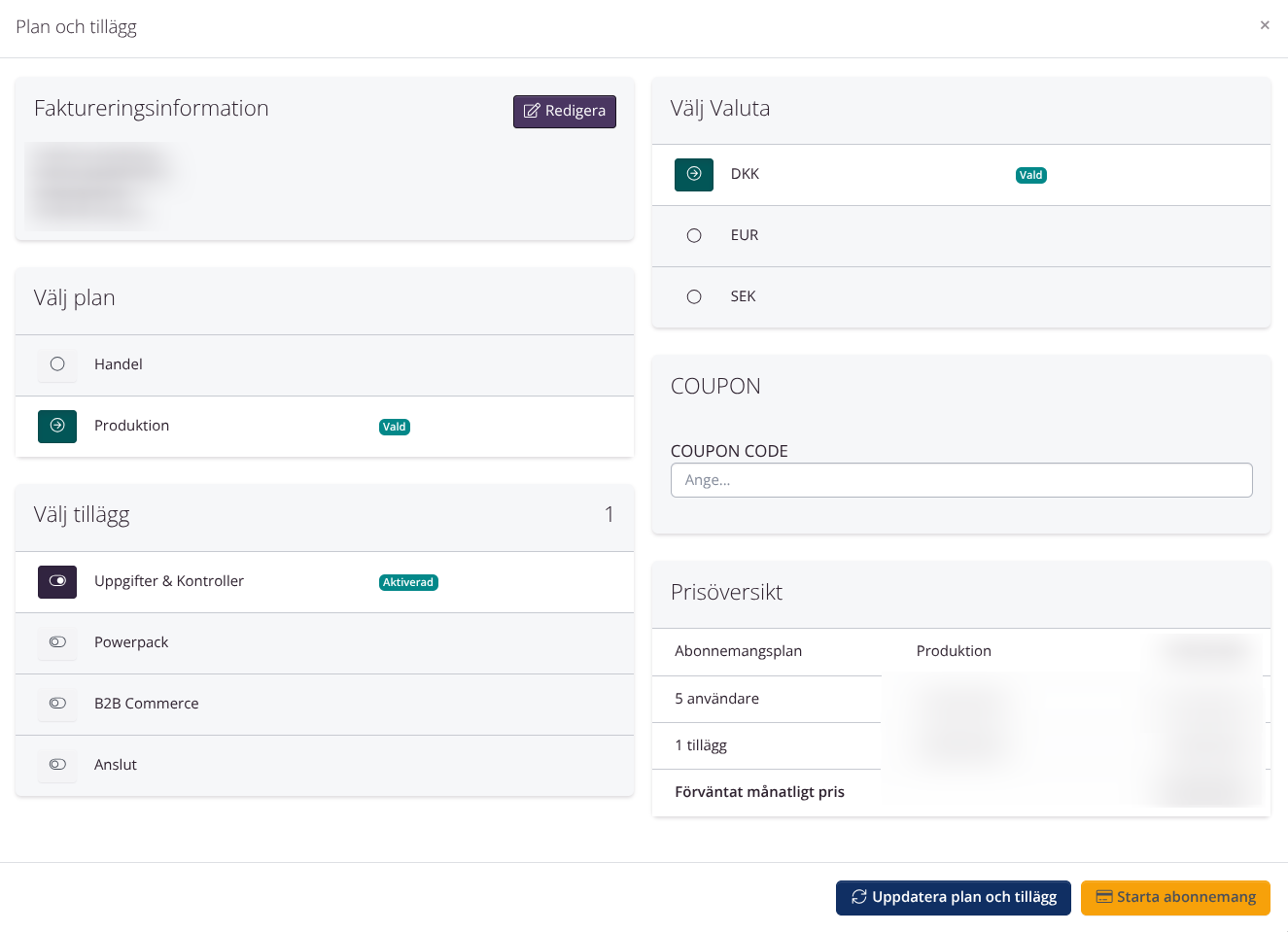 Uppdatera abonnemang