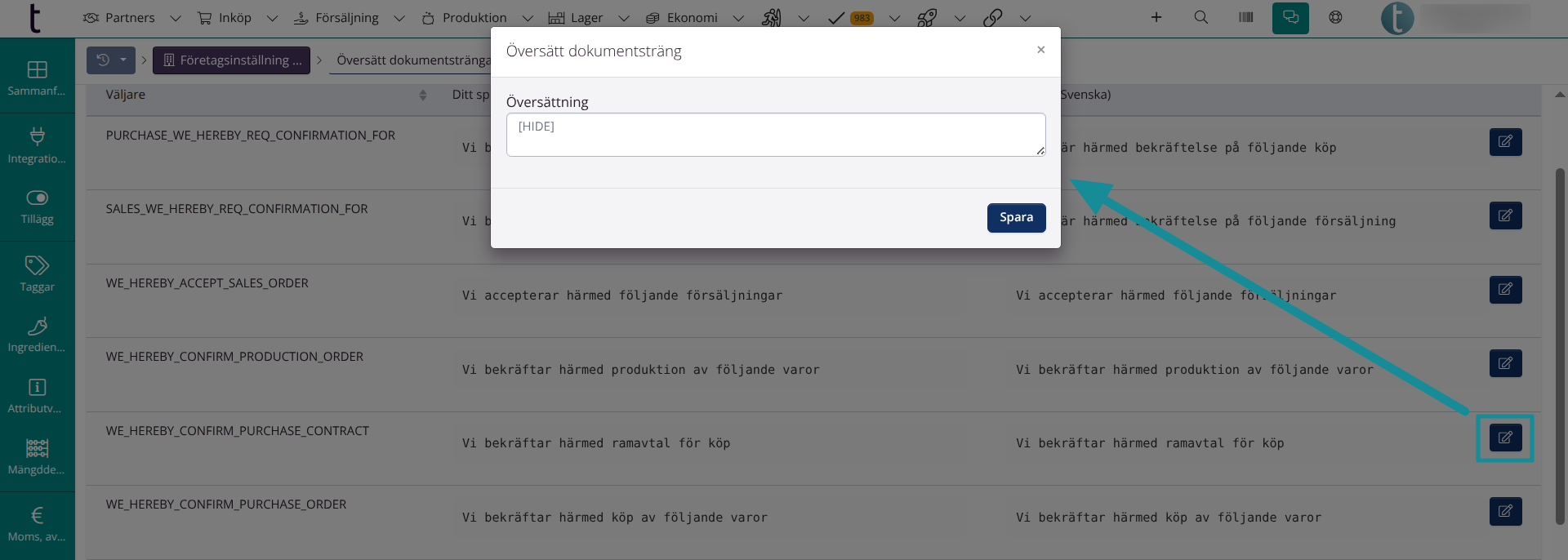 Ta bort standardtexter
