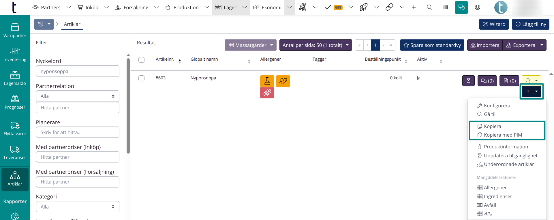 Skapa en kopia av en artikel